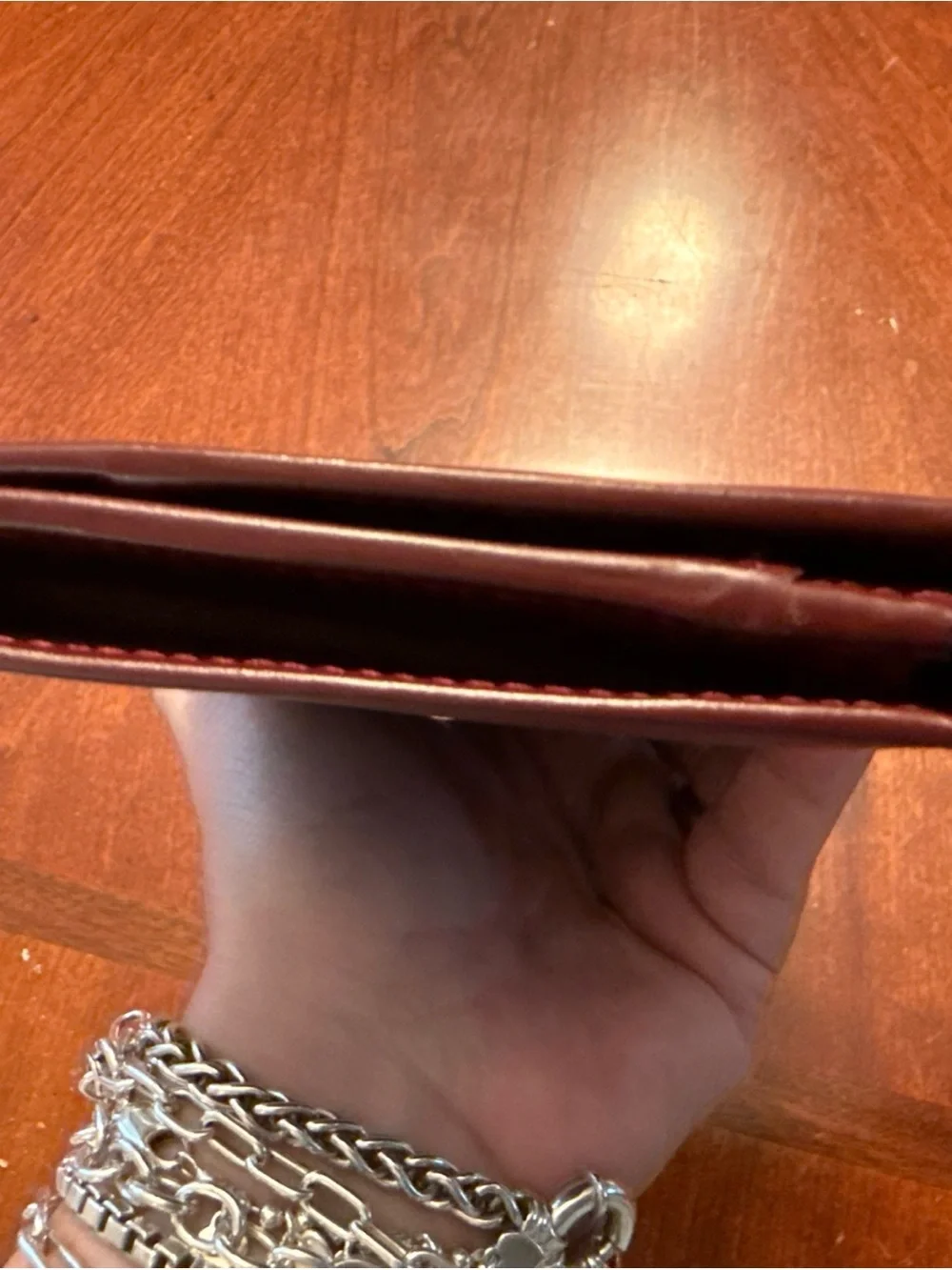 Salvatore Ferragamo Burgundy Leather Wallet with Gold Hardware